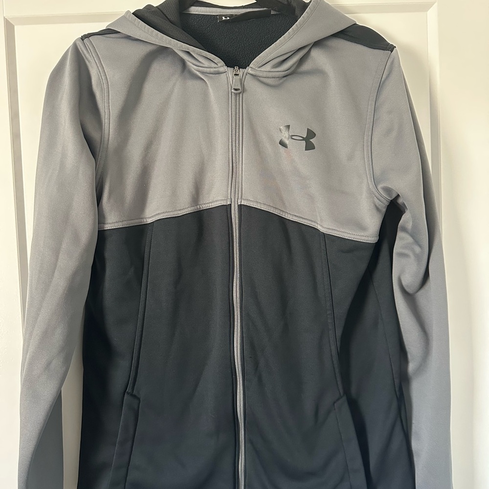 Under Armour Gray and Black Zip-Up Hoodie Jacket YXL Youth